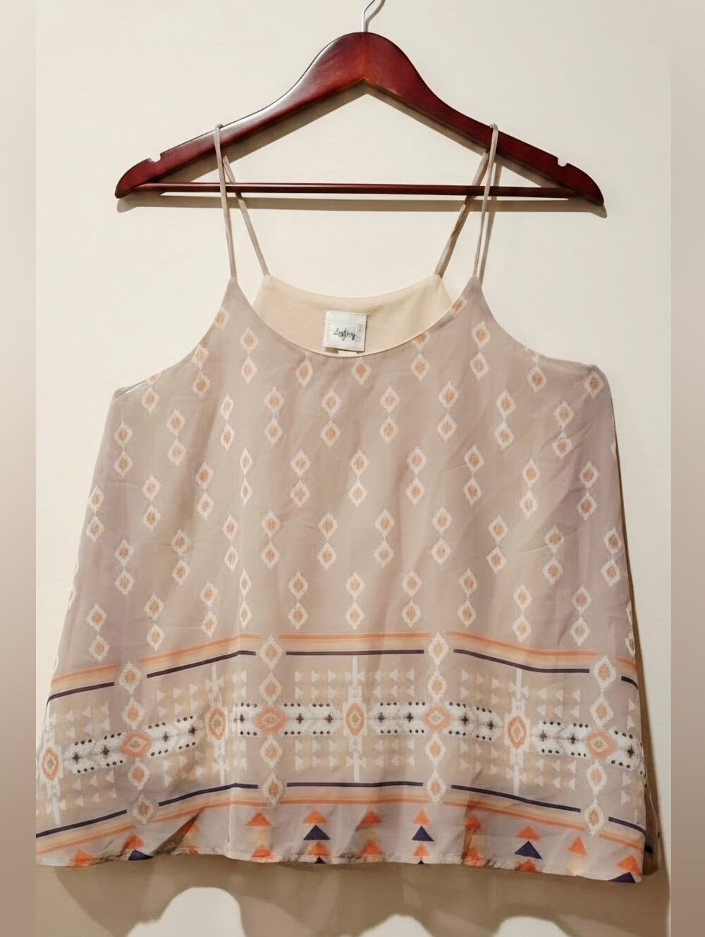Daytrip Beige Patterned Cold-Shoulder Camisole